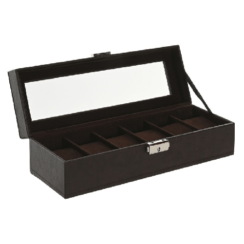 Home ESPRIT  Scatola-Portagioie Home ESPRIT Beige Marrone scuro Poliuretano Cristallo Legno MDF 30 x 10 x 8 cm