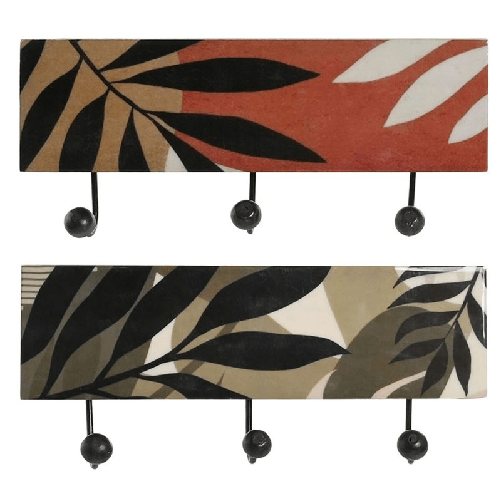 DKD Home Decor  Appendiabiti da parete DKD Home Decor Multicolore Ferro Legno di mango Tropicale Foglia della