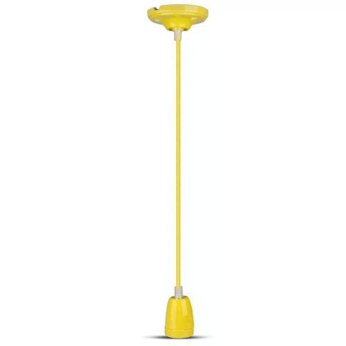 V-TAC Portalampada in Porcellana E27 (Max 60W) Colore Giallo e Cavo in Corda