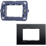 Bticino placca living light antracite completa supporto 3 posti tecnopolimero
