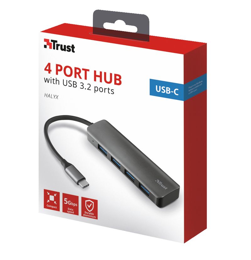 Trust-23328-hub-di-interfaccia-USB-3.0--3.1-Gen-1--Type-A-5000-Mbit-s-Grigio