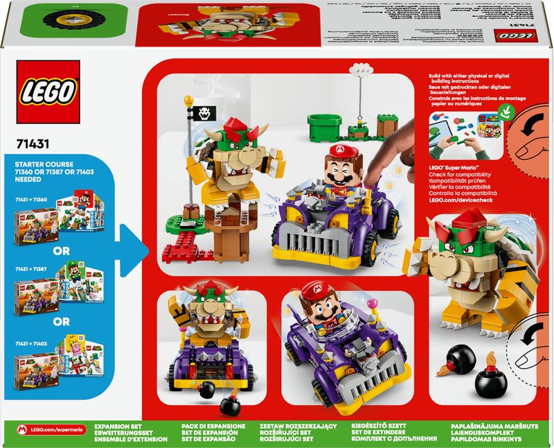 LEGO-Super-Mario-71431-Pack-di-Espansione-Il-Bolide-di-Bowser-Giochi-Bambini-8--Anni-con-Personaggio-e-Macchina-Giocattolo