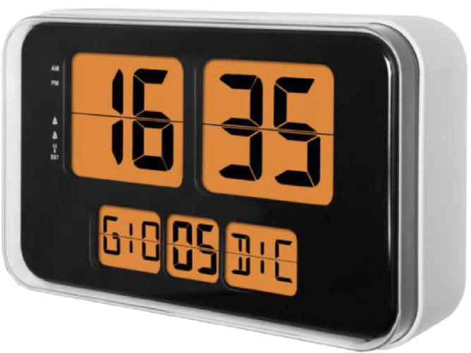 Lowell JD9910 orologio da parete e da tavolo Orologio radiocomandato Rettangolo Nero, Arancione, Argento