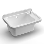 Pilozzo per Esterno 50x35 cm Bianco con Dispenser Sapone Lavabo a Muro