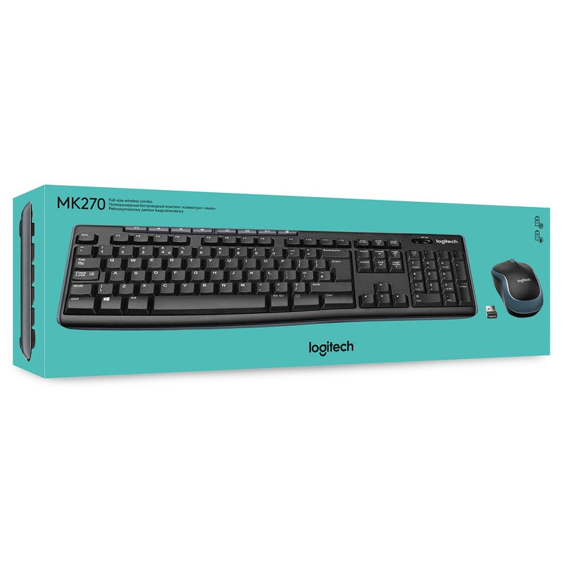 Logitech-Wireless-Combo-MK270-tastiera-Mouse-incluso-USB-AZERTY-Belga-Nero