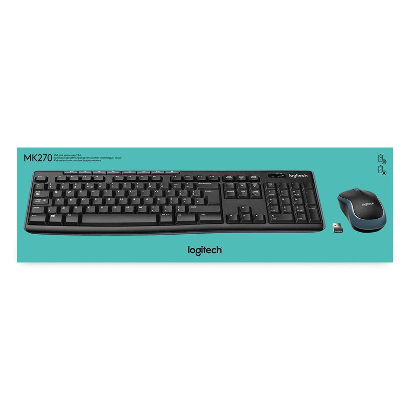 Logitech-Wireless-Combo-MK270-tastiera-Mouse-incluso-USB-AZERTY-Belga-Nero