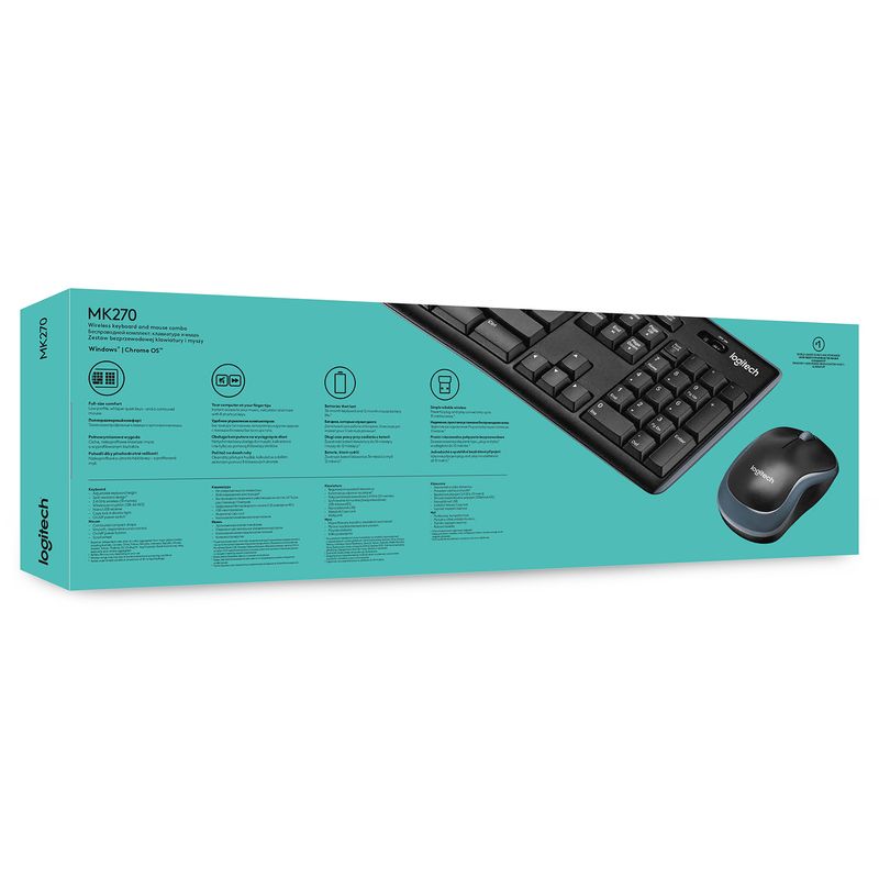 Logitech-Wireless-Combo-MK270-tastiera-Mouse-incluso-USB-AZERTY-Belga-Nero