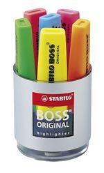 Stabolo-Boss-70-Pacco-di-4-marcatori-fluorescenti---corsa-tra-2-e-5-mm---ricaricabile---inchiostro-a-base-d-acqua---colo