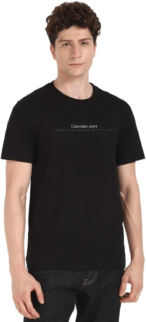 CALVIN KLEIN JEANS T SHIRT MAGLIA UOMO CALVIN KLEIN JEANS J30J327075 COTONE NERO ORIGINALE PE 2025