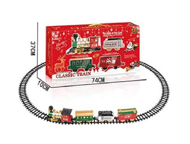 G.t.r. Trenino christmas happy oval per albero di natale con luci, musica e movimento