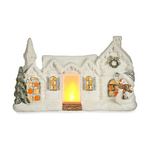 Krist+ Statua Decorativa Natale Luce LED Casa Bianco Poliresina 13 x 26,5 x 43 cm