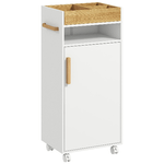 Kleankin Mobiletto Bagno con Vassoio Rimovibile, Ripiano Aperto e Armadietto Chiuso, in Truciolato