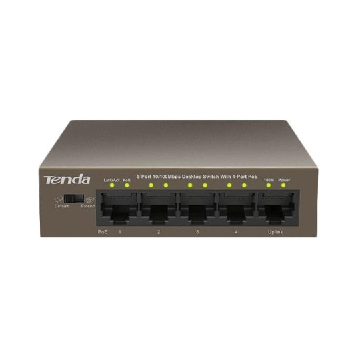 Tenda-TEF1105P-switch-di-rete-Gestito-Fast-Ethernet--10-100--Supporto-Power-over-Ethernet--PoE--Marrone