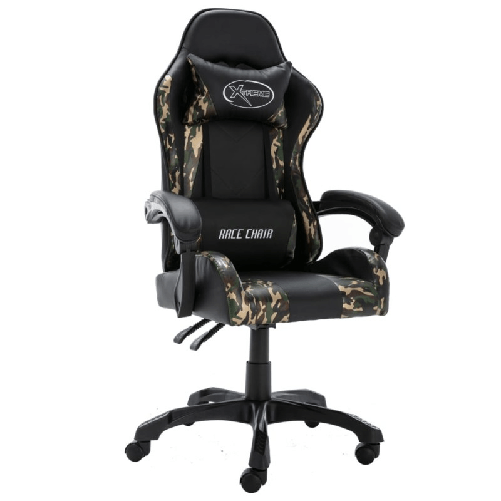VidaXL Sedia da Gaming Nera e Mimetica in Similpelle