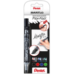 Pentel Maxiflo Flex-Feel Pack de 4 Rotuladores para Pizarra Blanca - Punta Flexible 4.6mm - Dosificacion de Tinta median