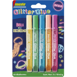 Imedio Glitter Glue "Brilla en la Oscuridad" Pack de 5 Tubos de Pegamento con Brillantina 10ml - Brilla en la Oscuridad