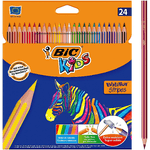 Bic Kids Evolution Stripes Scatola da 24 penchi di colori sovrapposti - Prodotto in resina - Ultra -king Punta - Mina pi