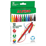 Alpino Confezione da 12 Pennarelli Scuola - Punta Fine 3mm - Superlavabili e Lucidi - Ideali per Creatività e Bricolage - Colori Assortiti