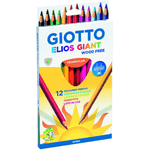 Giotto Elios Giant legno gigante pacchetto libero di 12 colori triangolari - senza legno - Mine 5 mm - Colori circondati