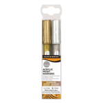 Daler Rowney Simply Pack de 2 Rotuladores Acrilicos - Secado Rapido - Optima Cobertura - Base de Agua - Color Oro y Plat