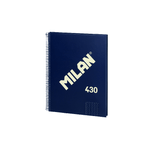 Milan Cuaderno Espiral Formato A4 Cuadricula 5x5mm - 80 Hojas de 95 gr/m2 - Microperforado, 4 Taladros - Color Azul Oscu