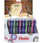 Pentel Fiesta II espositore da 36 portamine HB 05 mm con gomma - Include 2 ricariche - Impugnatura in gomma - Design ergonomico - Colori assortiti