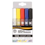 Daler Rowney Simply Confezione da 5 pennarelli acrilici - Asciugatura rapida - A base d acqua - Colori assortiti