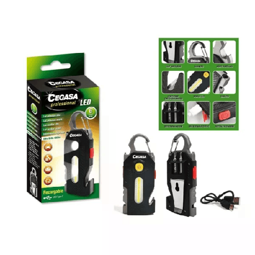 Cegasa  Torcia elettrica professionale da sopravvivenza Cegasa COB+1 LED fino a 400 lm