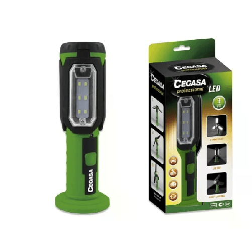 Cegasa  Torcia LED professionale Cegasa - 3 pannelli LED e frontale - 3 modalità di illuminazione