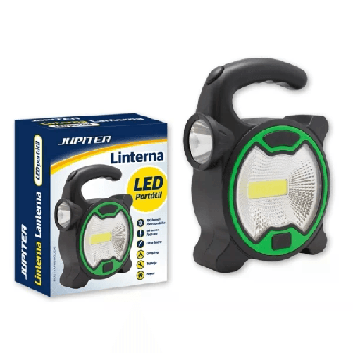Jupiter  Torcia elettrica Jupiter COB+1 LED - Faretto con lampadina da 160 lm faretto LED da 60 lm