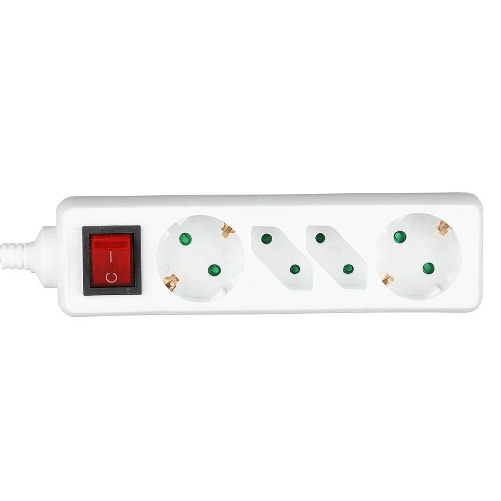 V-TAC Multipresa con Cavo 15m 4 Prese 2 10A 2P + Schuko 2 10A e Interruttore Luminoso Spina Schuko