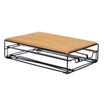 Kinvara Contenitore per Sistemare le Capsule di Caffè Nero Naturale Metallo Bambù 21 x 57 x 8,5 cm