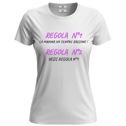 Fratelliditalia.org T-shirt mezza manica Donna " REGOLE DELLA MAMMA" abbigliamento mamma divertente