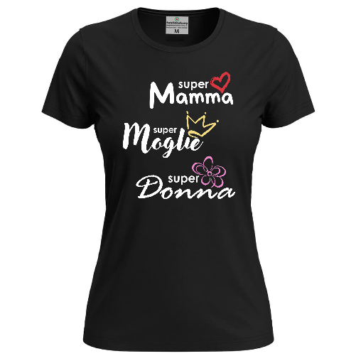 Fratelliditalia.org  T-shirt mezza manica Donna "MAMMA MOGLIE DONNA" Idea Regalo festa della donna mamma nascita