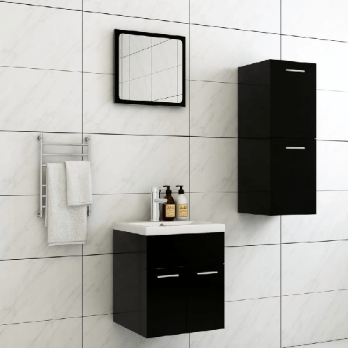 VidaXL Set Mobili da Bagno Nero in Truciolato