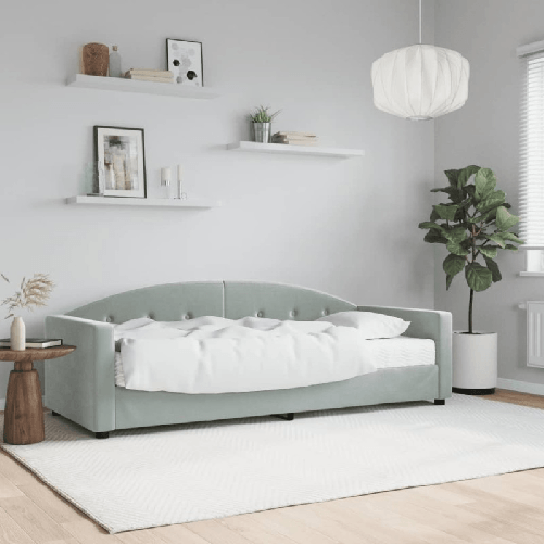 VidaXL Divano Letto con Materasso Grigio Chiaro 80x200 cm in Velluto