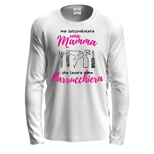 Fratelliditalia.org  T-shirt maglia manica lunga con stampa "Mamma parrucchiera" Idea regalo originale festa mamma