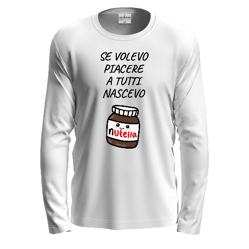 Fratelliditalia.org  T-shirt a manica lunga con stampa DTF "NASCEVO NUTELLA"