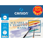 Canson minipack promo 6 fogli basik azuarela - 24x32 - 370g - 20% fogli gratis - colore bianco