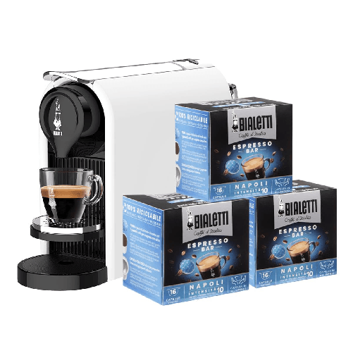 Bialetti gioia plus macchina caffè espresso capsule alluminio compatta bianca