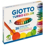 Giotto Turbo Color Pack di 36 marcatori - Suggerimento fine 2,8 mm.- Inchiostro d'acqua - lavabile - Colori assortiti