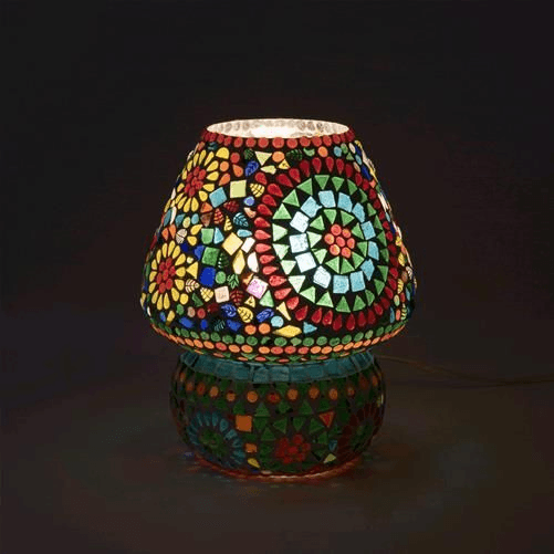 INDIA WORLD Lampada da tavolo in vetro mosaicata raimbow h. 23 cm.