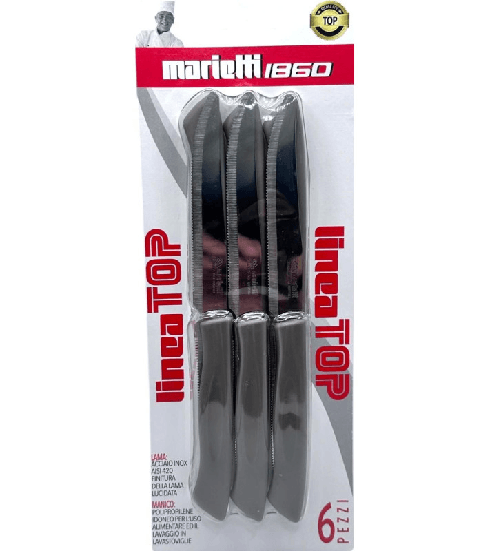 Marietti Coltellerie  Marietti Top, set 6 coltelli bistecca tortora, seghetto 11 cm manico in nylon lama inox