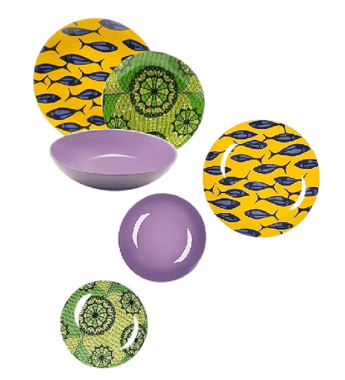 Excèlsa Excelsa Afrika Viola, posto tavola 3 piatti, in fine porcellana
