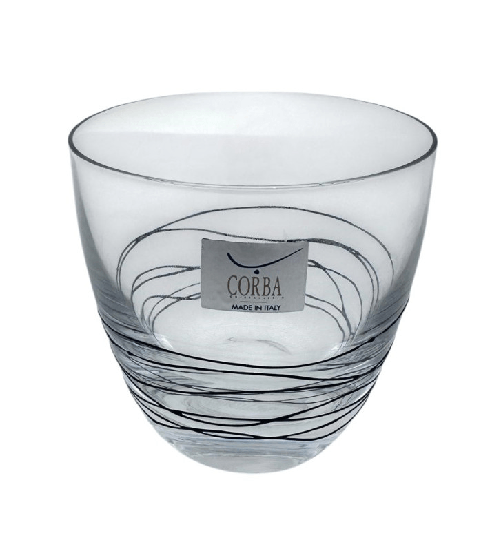 Quisquilie Però Utili Corba Maia, set 6 bicchieri vino con linee nere, in cristallo