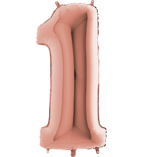 Rocca fun factory, palloncino numero 1 rosa gold mega 40 - 101 cm 1 pz