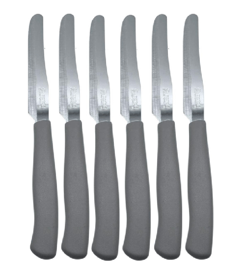 Marietti Coltellerie  Marietti Horeca, set 6 coltelli metà seghetto tortora, 11 cm manico nylon lama inox