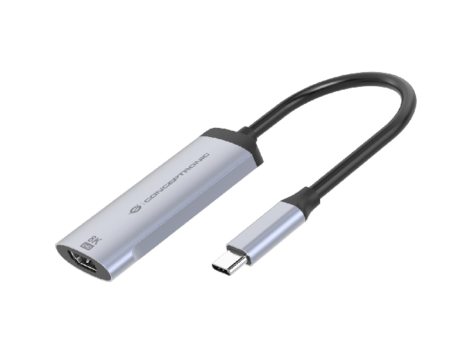 Conceptronic abby23g adattatore usb-c a hdmi 8k 60hz argento per pc e mac