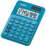 Casio MS-7UC Calculadora de Escritorio - Tecla Doble Cero - Pantalla LCD de 10 Digitos - Solar y Pilas - Color Azul