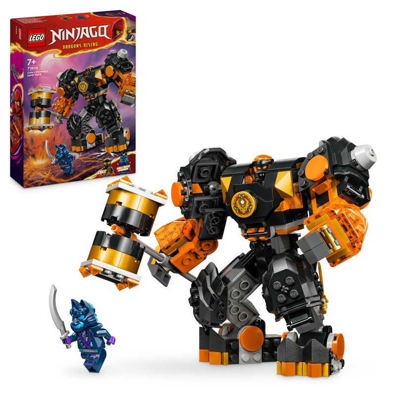 LEGO-NINJAGO-71806-Mech-Elemento-di-Terra-di-Cole-Giochi-per-Bambini-da-7--Action-Figure-Personalizzabile-con-2-Minifigure